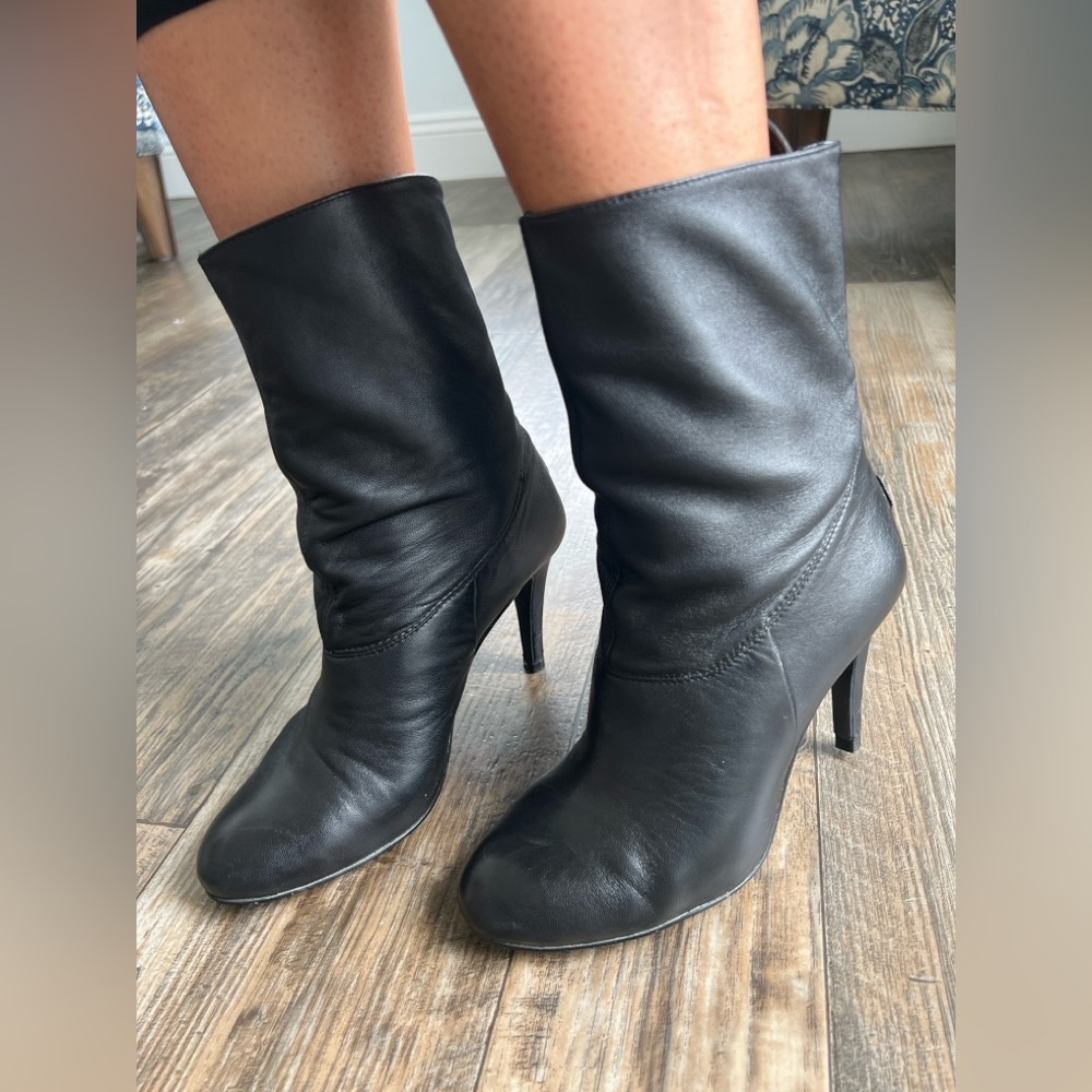 ASH Vintage Black Leather Round Toe 2 way Heeled Boots size EU 36/US 6-6.5